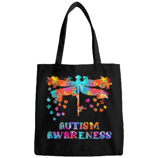 Autism Puzzle Piece Dragonfly Puzzle Ribbon Awareness Bags