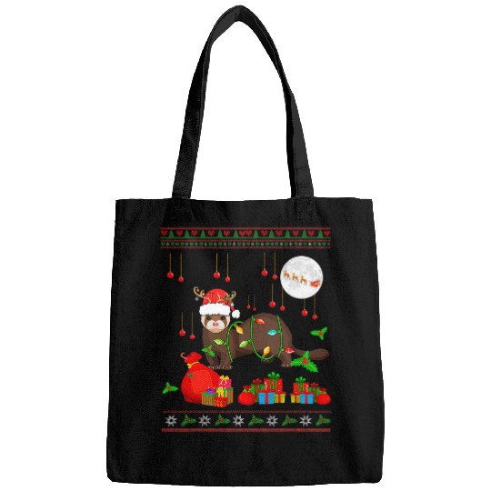 Ferret Pet Santa Reindeer Ferret Christmas Animal Lover Kids Toddler Bags