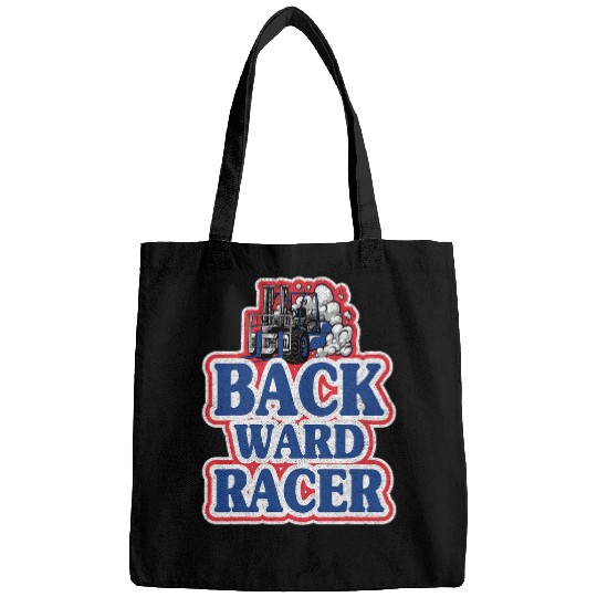 Forklift Fun Backward Racer Retro American Flag Colors Forklift Driver Bags