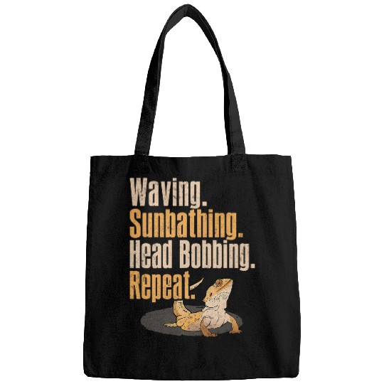 Bearded Dragon Pet Herpetologist Bearded Dragon Waving Sunbathing Head Bobbing Bags