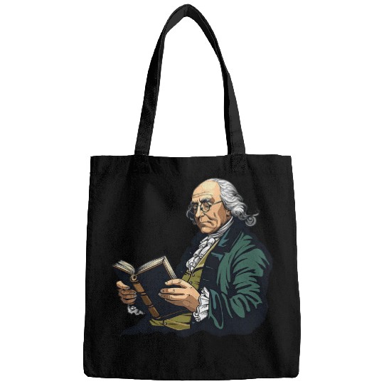 Book Fun Benjamin Franklin Reading A Book 1 Bags