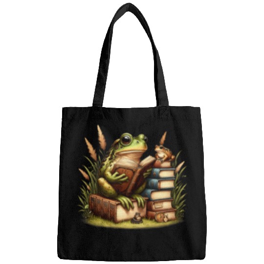 Book Fun Frog Toad Fishing Funny Classic Book Frog Reading Book Bags