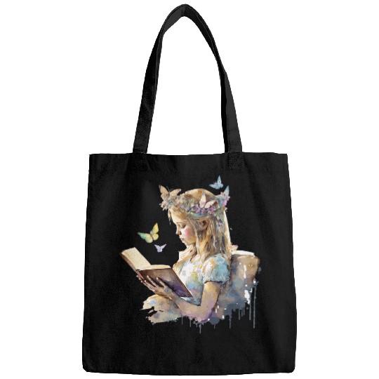 Book Fun Cute Fairy Girl Librarian Cottagecore Butterfly Book Lover Bags