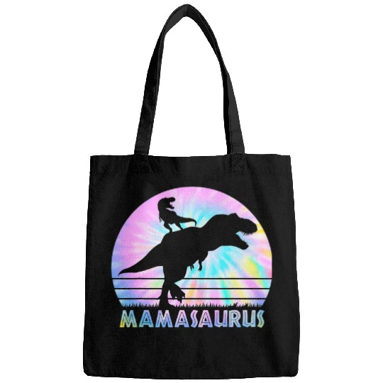 Dinosaur Pet Mamasaurus Tie Dye Sunset Funny Dinosaur Mother of 1 Kid Bags