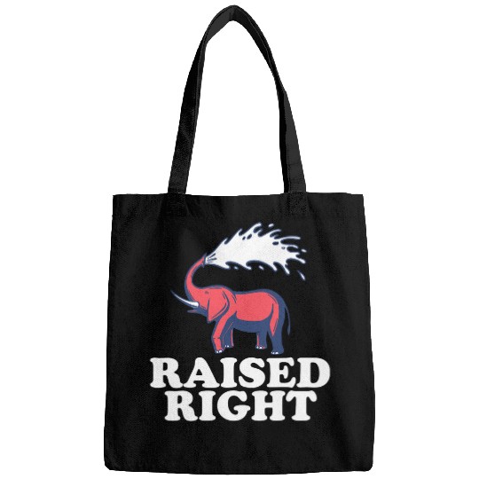 Elephant Mammal Raised Right Republican Elephant Retro Style Funny Bags