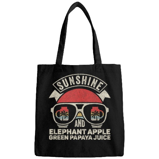 Elephant Mammal Retro Sunshine And Elephant Apple Green Papaya Juice Summer Bags