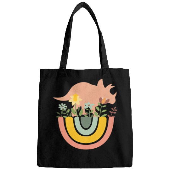 Dinosaur Pet Triceratops Dino Rainbow Boho Bohemian Flowers Bags