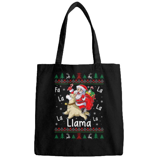 Llama Pet Ugly Christmas Fa La La Llama Santa Riding Llama xmass Trees Bags