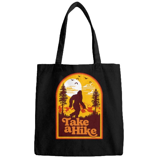 Bigfoot Pet Take A Hike Bigfoot Earth Day Retro Sasquatch Hiking Camping Bags