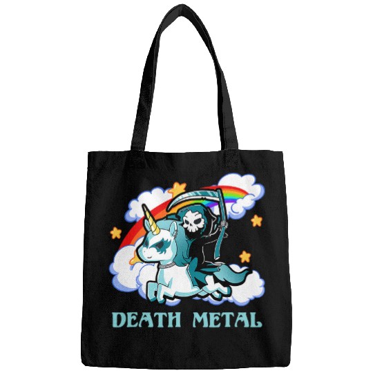 Unicorn Pet Skeletons Skulls Funny Rainbow Skeletons Unicorn Death Metal Music Festival Bags
