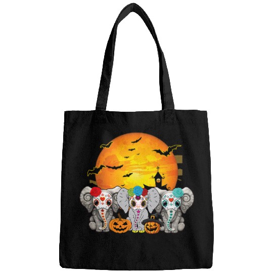 Elephant Mammal Sugar Skull Elephants Halloween Blood Moon Png Bags