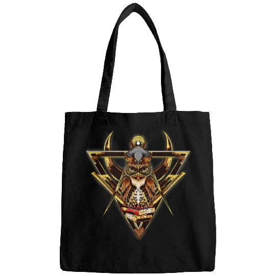 Book Fun Cute Owl Masonic Mason Square Compass Owl Books Tee Bags
