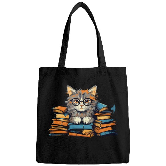Book Fun Cute Persian Cat Reading Books Kitty Book Lover Friend Bags
