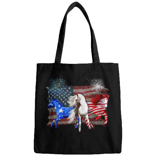 Horse Pet Red White Blue Horse 4th Of July USA Flag Firework Patriotic Bags