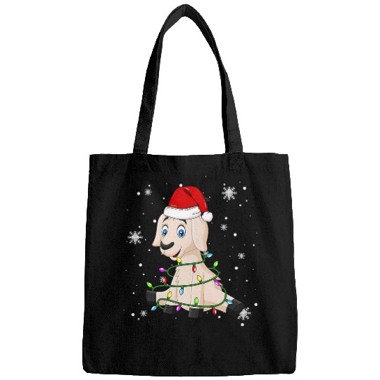 Goats Pet Christmas Lights Led Funny Santa Hat Christmas Lover Bags
