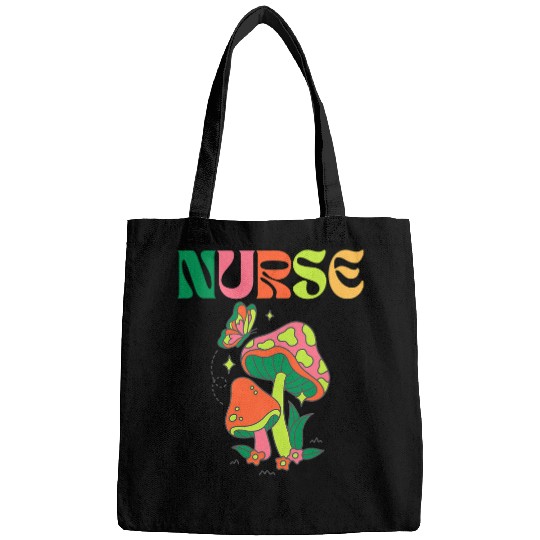 nurses Job Groovy Nicu Icu Retro nurses Week School Kawaii Mushroom Bags