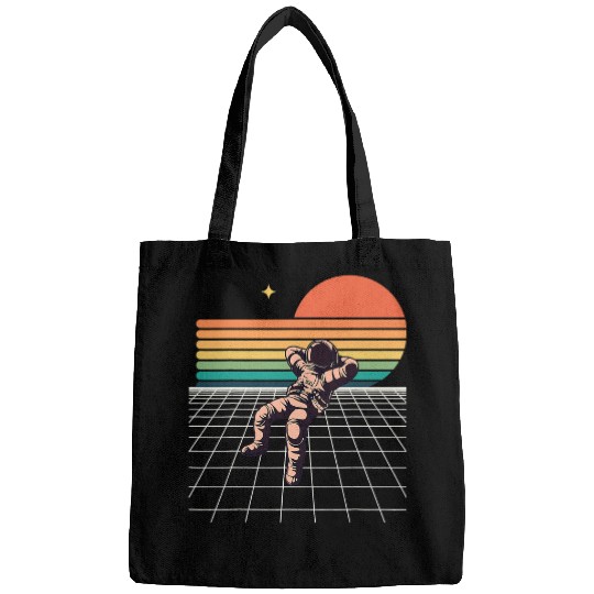 Discover Astronaut Job Relaxing in Space To The Moon Cool Retro Style Bags
