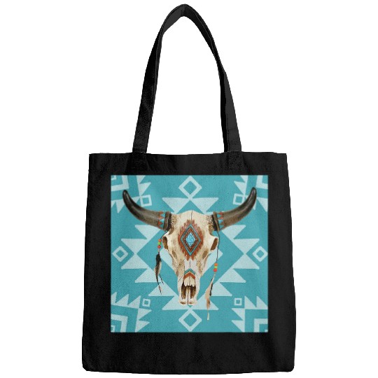 Cow Pet South West Cow Skull Topaz Geometric Design Bags
