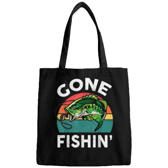 Fishing Fun Funny Gone Fishing Bass Fish Kid Boy Men Women Toddler 6 Bags