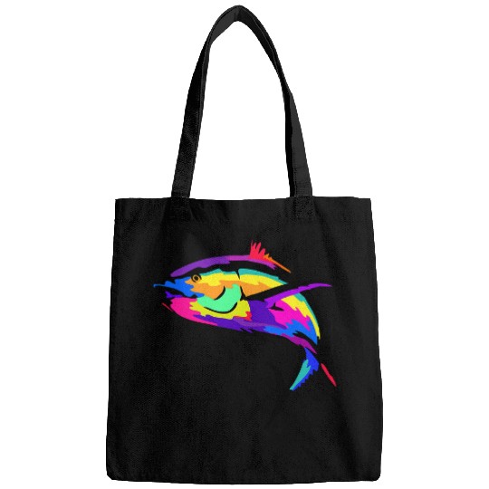 Fishing Fun Pop Art Tuna Fishing Fish Saltwater Fishing Fisherman Angler Bags