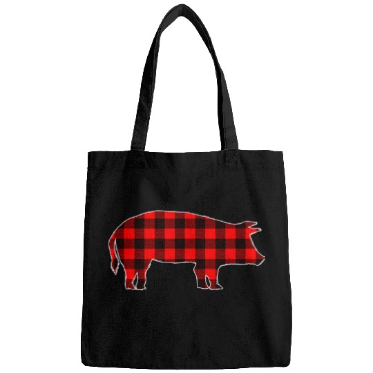 Pig Pet Red black plaid gingham Pig Christmas Matching Pajama Bags