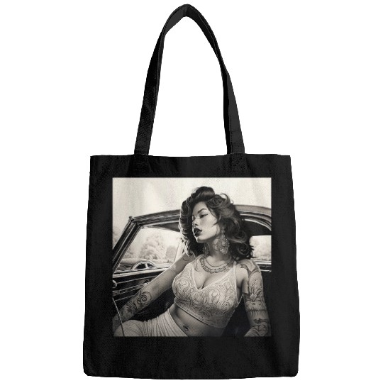 Chicano Art Lowrider Pin up Chicana Model Mexican Design Bags