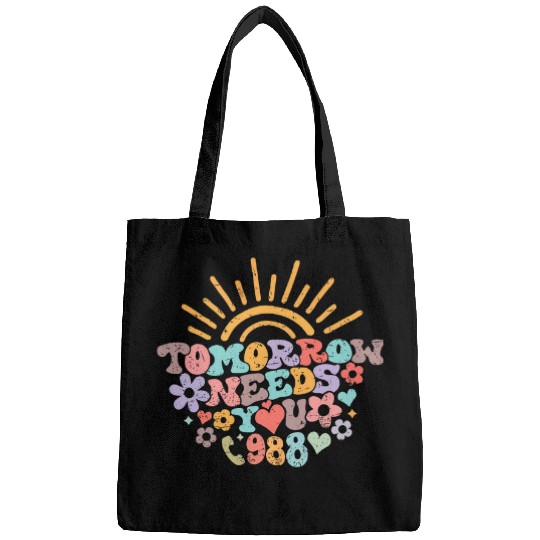 suicides Prevention 988 Ribbon Retro Groovy Tomorrow Needs You 988 Bags
