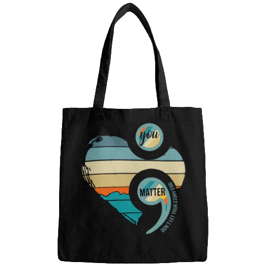 suicides Prevention 988 Ribbon Retro You Matter Dont Let Your Story End Bags