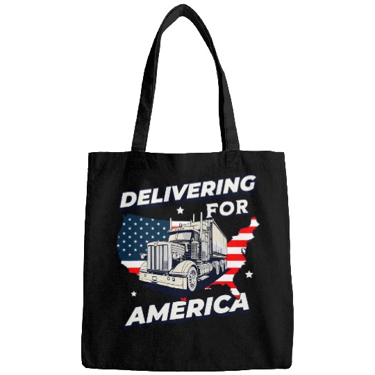 Truck Fun Delivering For America Trucking Trucker Semi Truck Driver Bags