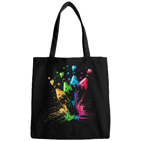 Sport Bowling Skittles Splash Art Bowler Retro Bowling Skittles Bags