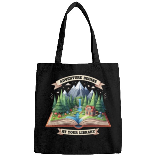 Book Fun Adventure Begins At Your Library Book Lover Camping Lovers Bags