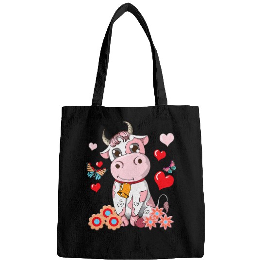 Cow Pet Cute Pink Strawberry Cow Lover Cows Pet Moo Fans Bags