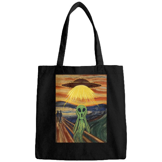 Aliens UFO Scream Painting UFO Enthusiast Gift Idea Funny Painter Bags