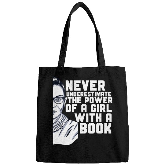 Book Fun Ruth Bader Ginsburg RBG Quote Girl With a Book Feminist 1 6 Bags