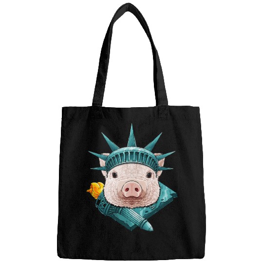 Pig Pet Statue Of Liberty Pig 4th Of July Farm Animal USA America Bags