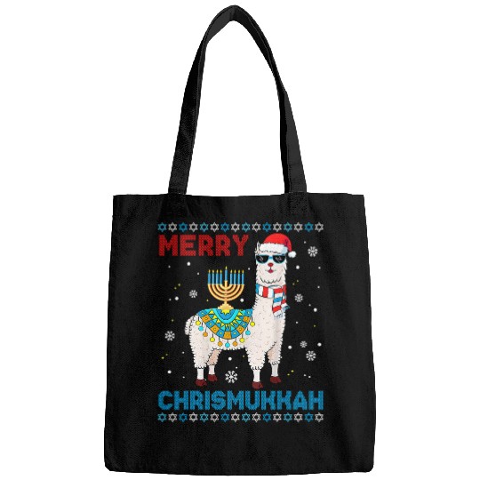 Llama Pet Ugly xmass Sweater Merry Chrismukkah Cute Llama In Santa Hat 45 Bags