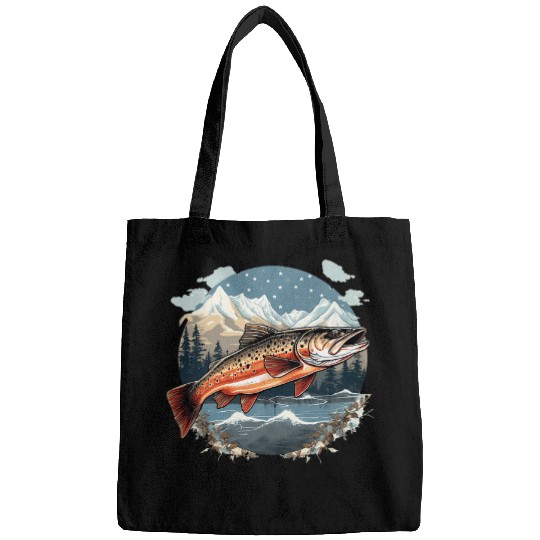 Fishing Fun American US Flag With Fly Fishing Brook Trout Fish 24 Bags