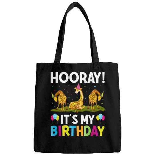Giraffe Pet Kids Hooray Its My Birthday Funny Giraffes Lover Birthday Bags