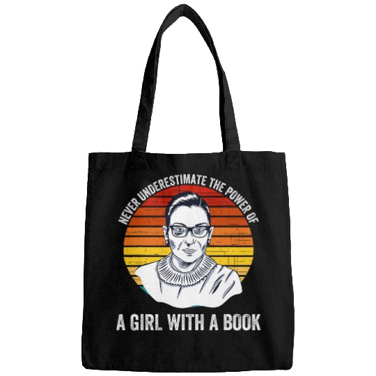 Book Fun Ruth Bader Ginsburg RBG Quote Girl With a Book Feminist Bags