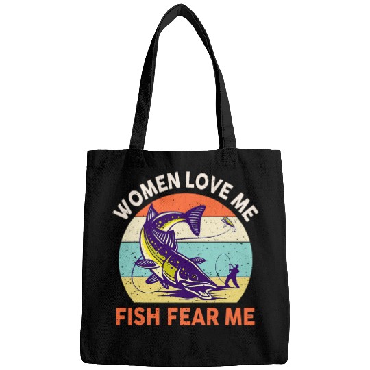 Fishing Fun Funny TroutFishing Fish Fear Me Men Dad Fisherman Bags