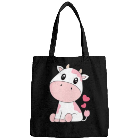 Cow Pet Cute Pink Strawberry Cow Print Kawaii Pattern Animal Bags