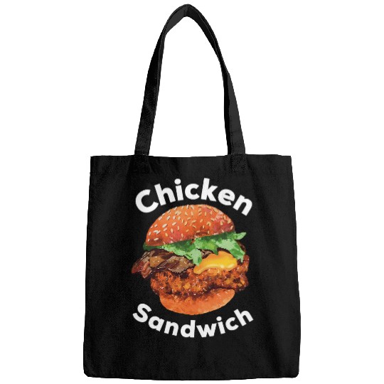 Chicken Pet Tasty Crispy Chicken Sandwich illustration for foodies Bags