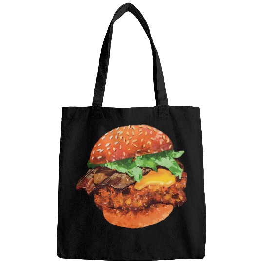 Chicken Pet Tasty Bacon Crispy Chicken Sandwich Illustration Bags