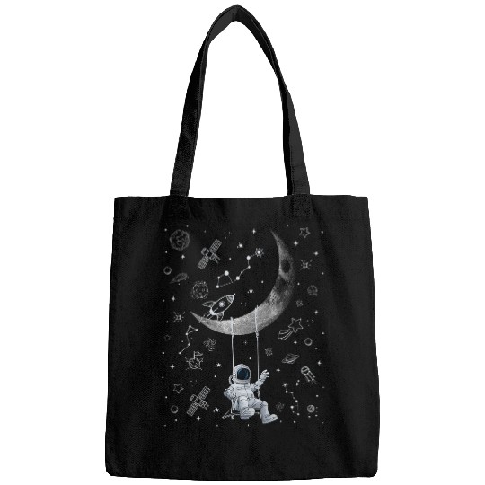 Astronaut Job Moon Swing Astronaut Stars Space Man Funny Astronomy Bags