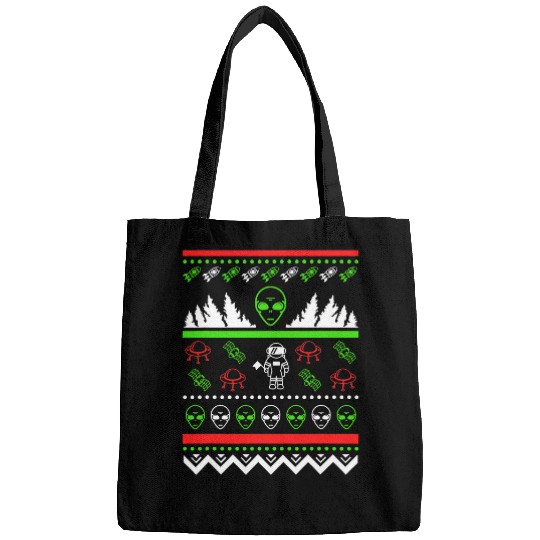 Aliens UFO Ugly Christmas Alien Ufo Alien Christmas Bags