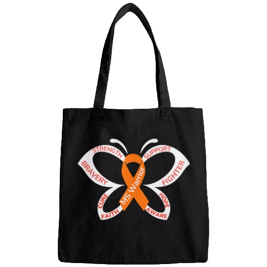 Multiple Sclerosis Ribbon Orange Ribbon MS Warrior Butterfly Hope Bags