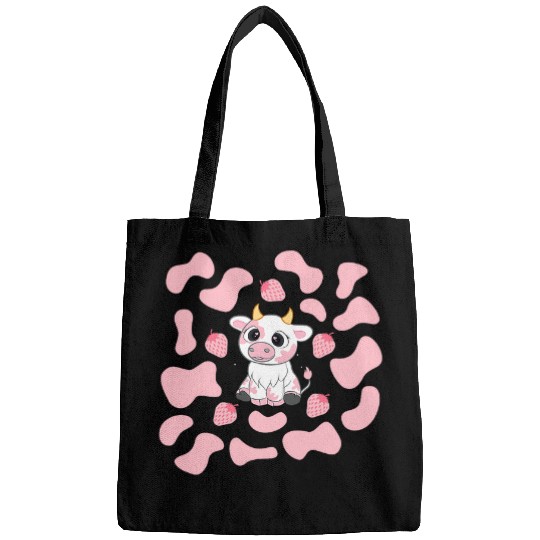 Cow Pet Cute Pink Strawberry Cow Print Kawaii Bags