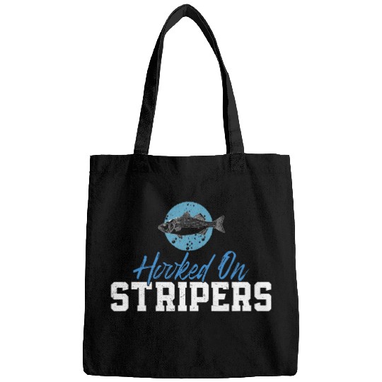 Fishing Fun Funny Striped Bass Fishing Hooked On Stripers Striper Hunter Bags