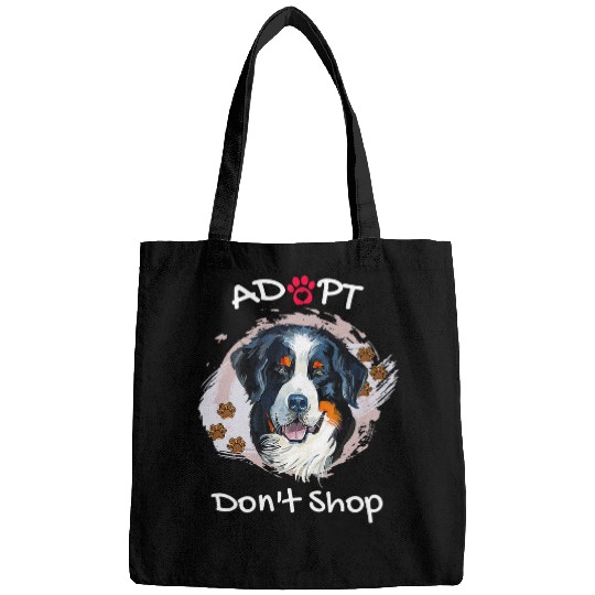 Saint Bernard Pet Cute Saint Bernard Dog Adopt Dont Shop Puppy Paws Art 3 Bags