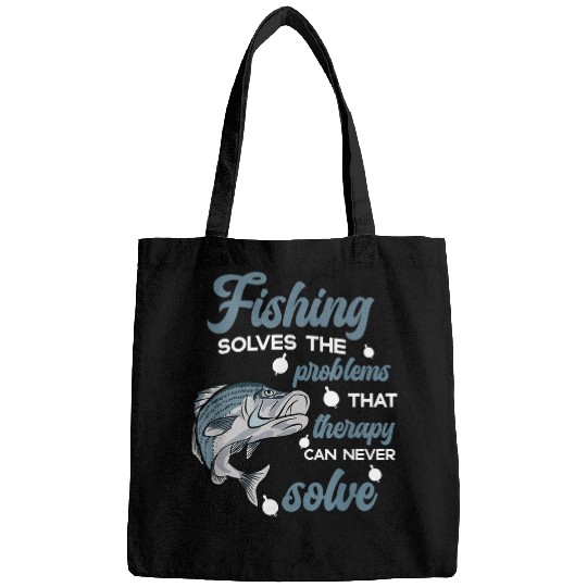 Fishing Fun Solves The Problems Funny Striped Bass Fish for Men Bags